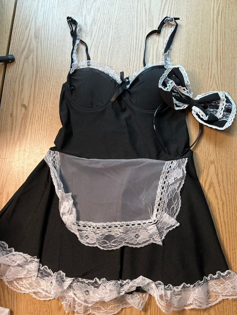 #2 New Women's 2Pc Sexy Maid Halloween 👻Costume Underwired Padded Small/Medium